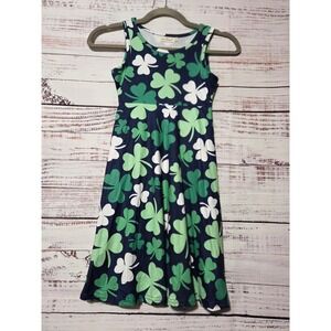 Besser Bay Girls St Patricks Day Shamrock Clover Skater Dress Navy Green 5T